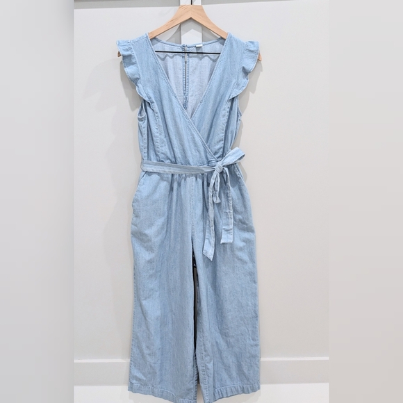 Old Navy Flutter Sleeve Denim Jumpsuit with Pockets - Picture 2 of 7